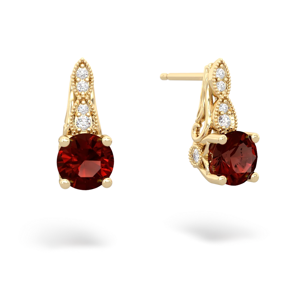 Garnet Antique Elegance 14K Yellow Gold earrings E3100