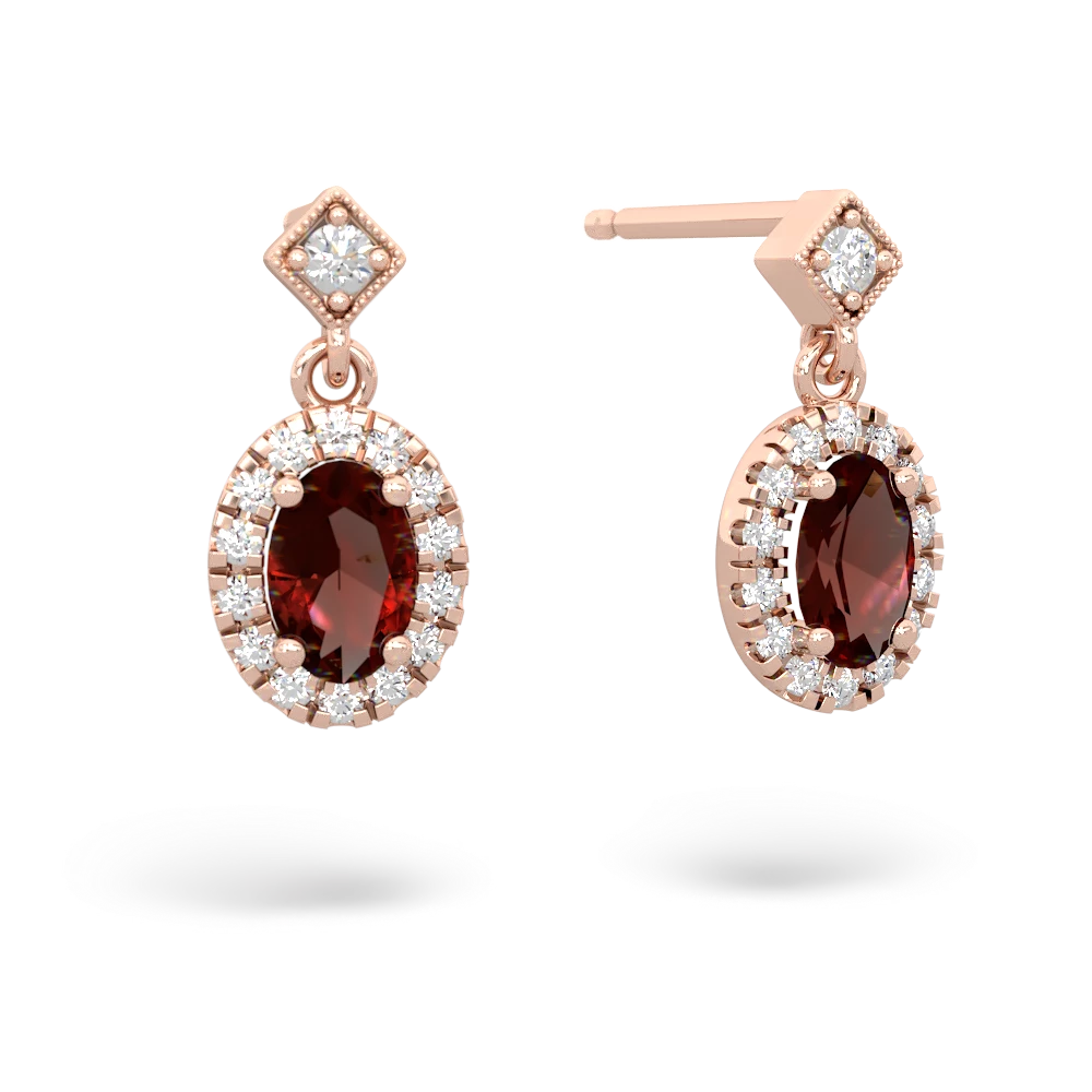 Garnet Antique-Style Halo 14K Rose Gold earrings E5720