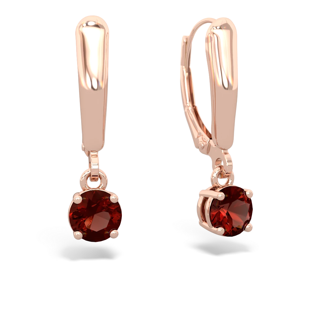 Garnet 5Mm Round Lever Back 14K Rose Gold earrings E2785