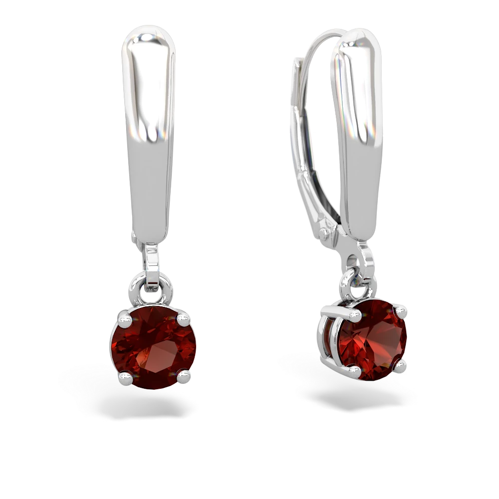 Garnet 5Mm Round Lever Back 14K White Gold earrings E2785