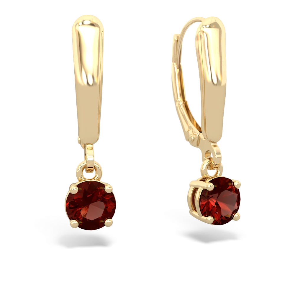 Garnet 5Mm Round Lever Back 14K Yellow Gold earrings E2785