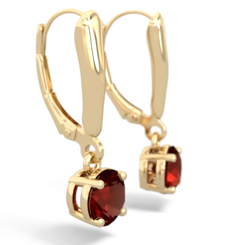 Garnet 6Mm  Round Lever Back 14K Yellow Gold earrings E2786