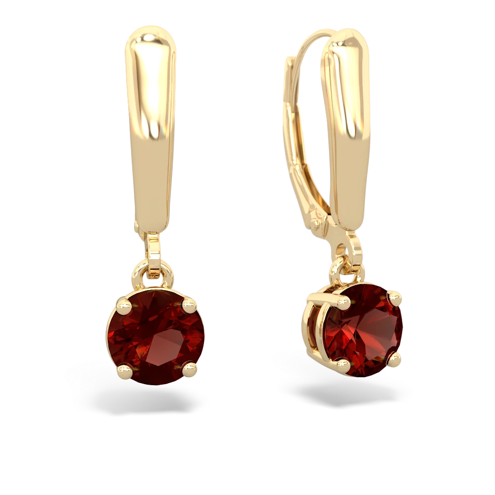 Garnet 6Mm  Round Lever Back 14K Yellow Gold earrings E2786