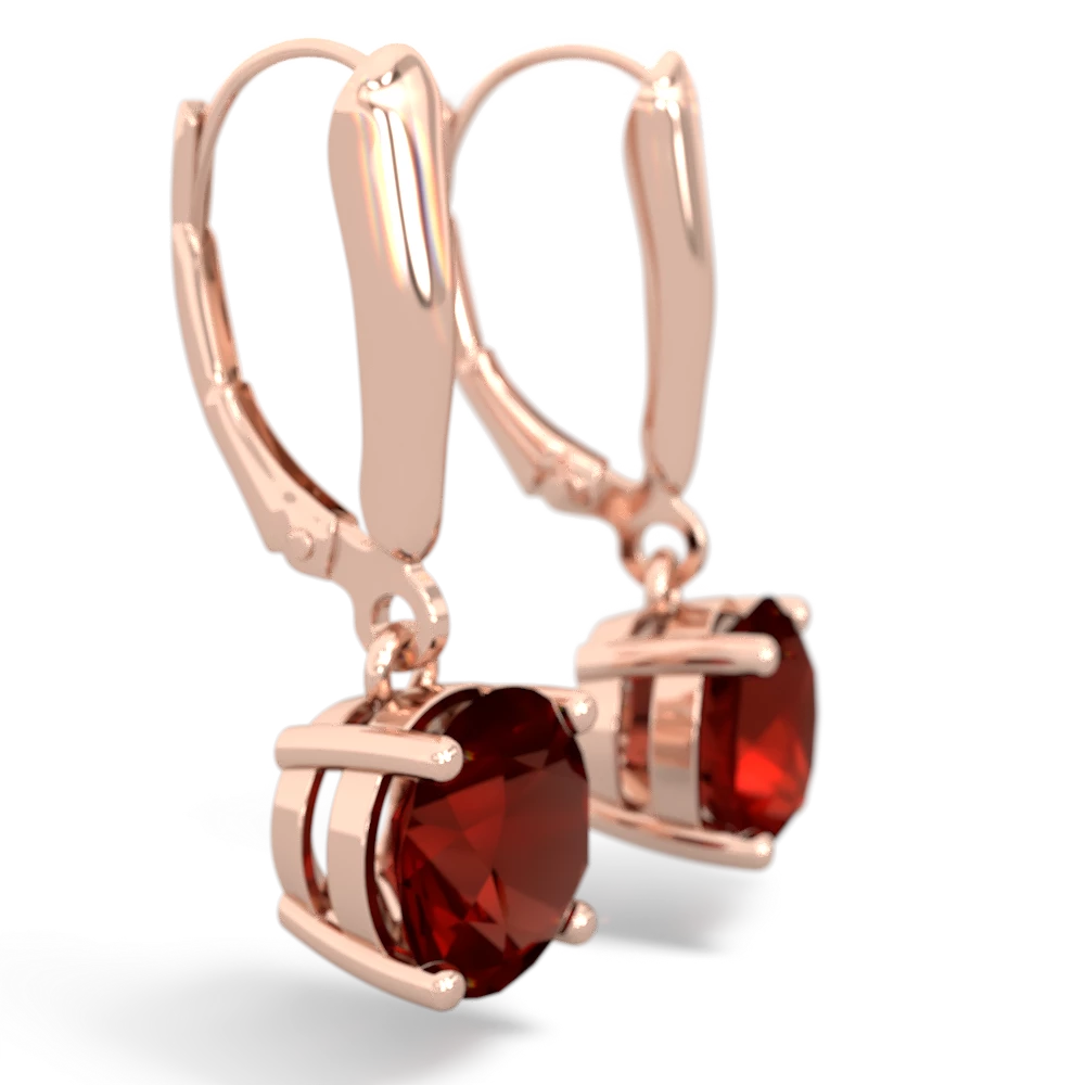 Garnet 8Mm  Round Lever Back 14K Rose Gold earrings E2788