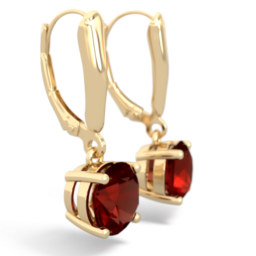 Garnet 8Mm Round Lever Back 14K Yellow Gold earrings E2788