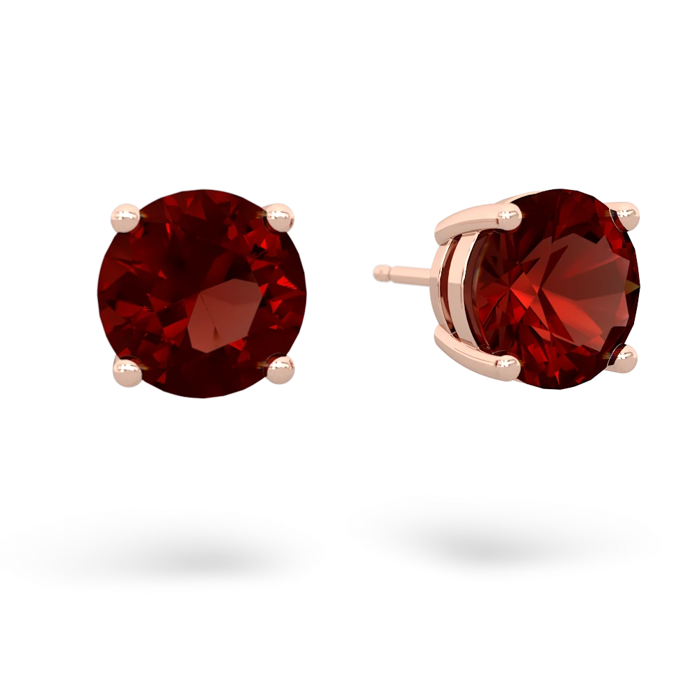 Garnet 8Mm Round Stud 14K Rose Gold earrings E1788