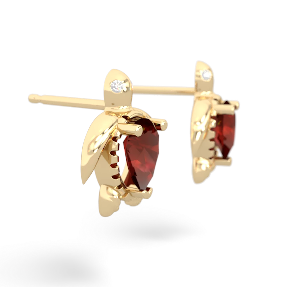 Garnet Baby Sea Turtle earrings 14K Yellow Gold JewelsForMe