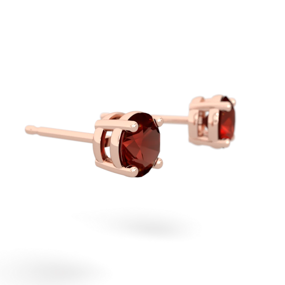 Garnet 5Mm Round Stud 14K Rose Gold earrings E1785