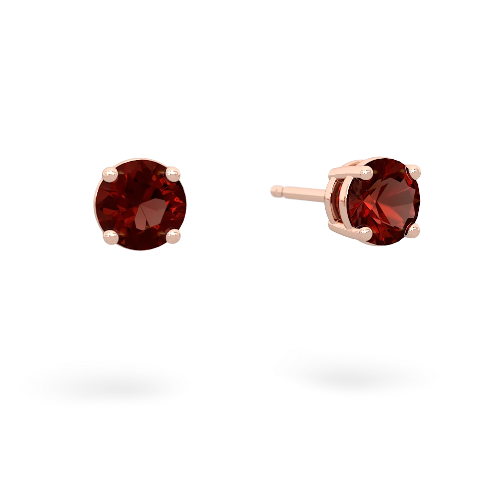 Garnet 5Mm Round Stud 14K Rose Gold earrings E1785