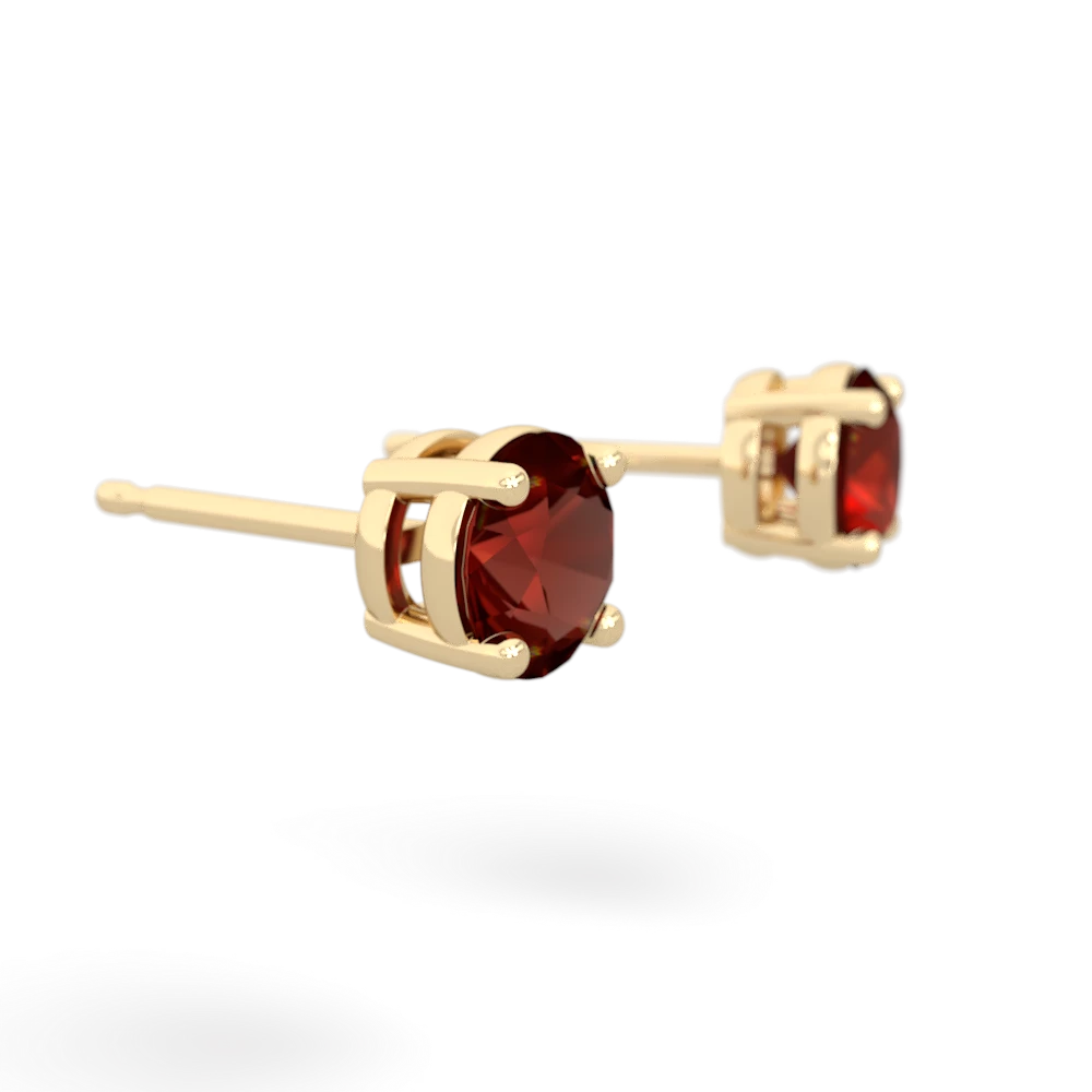 Garnet 5Mm Round Stud 14K Yellow Gold earrings E1785