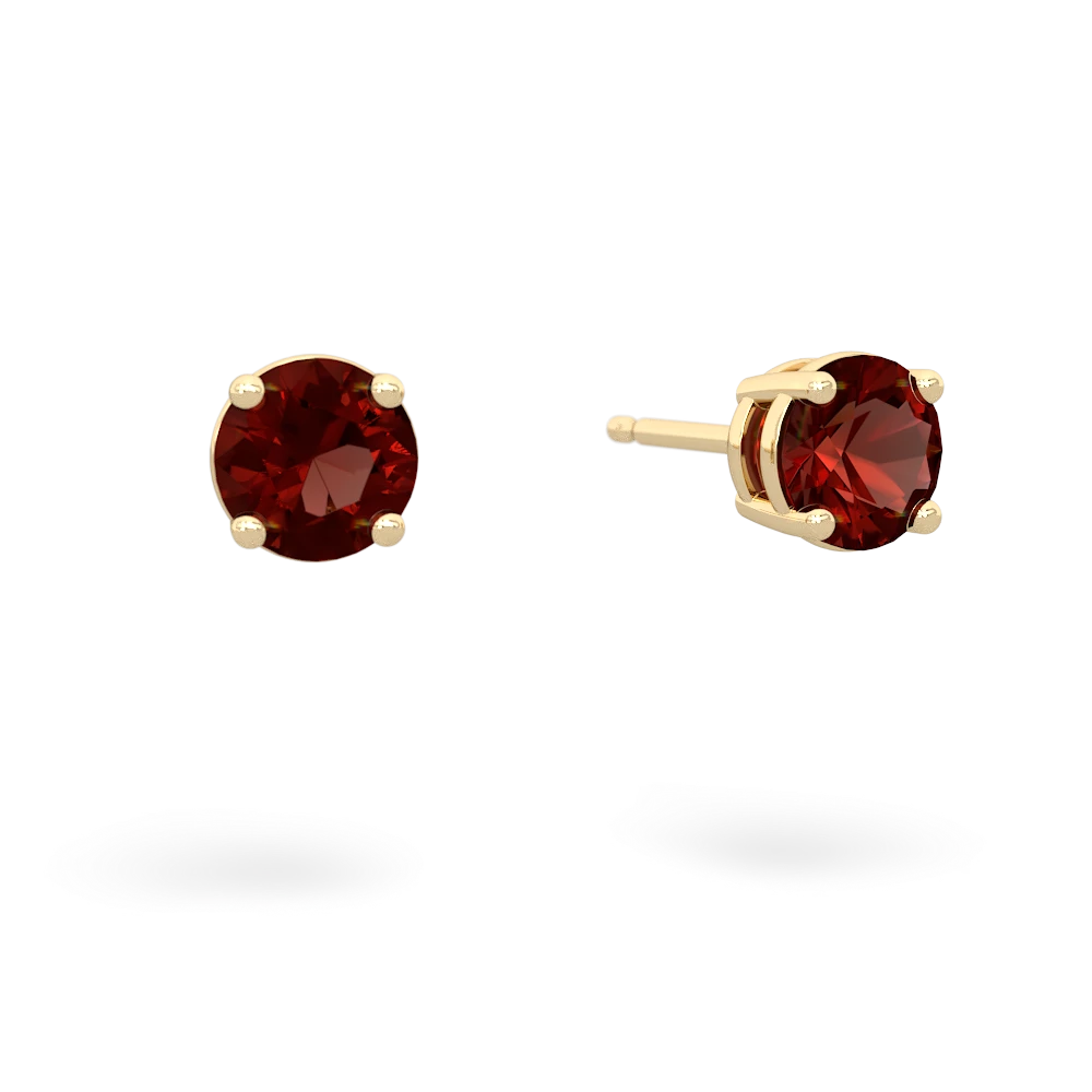 Garnet 5Mm Round Stud 14K Yellow Gold earrings E1785