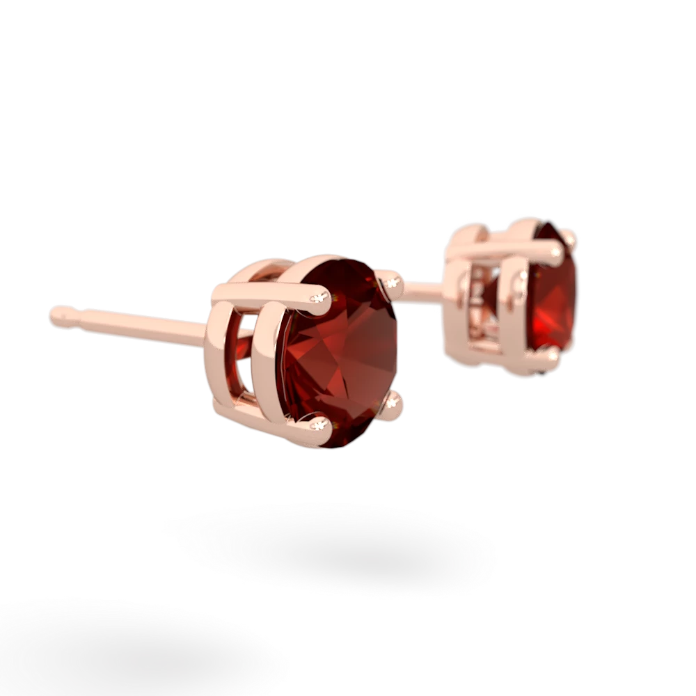 Garnet 6Mm Round Stud 14K Rose Gold earrings E1786