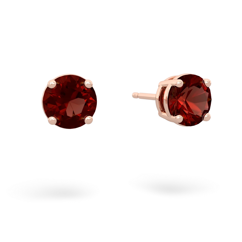 Garnet 6Mm Round Stud 14K Rose Gold earrings E1786