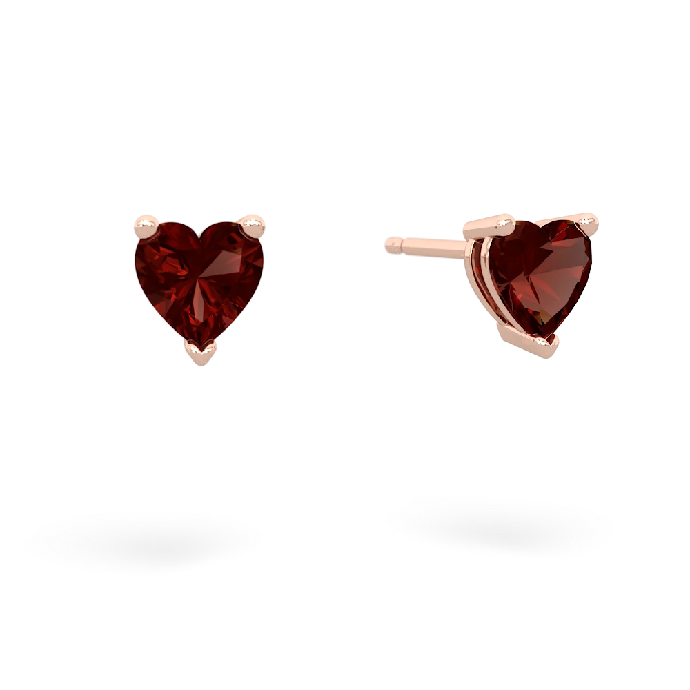 Garnet 5Mm Heart Stud 14K Rose Gold earrings E1861