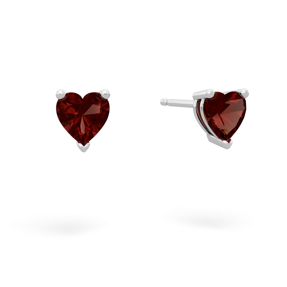 Garnet 5Mm Heart Stud 14K White Gold earrings E1861