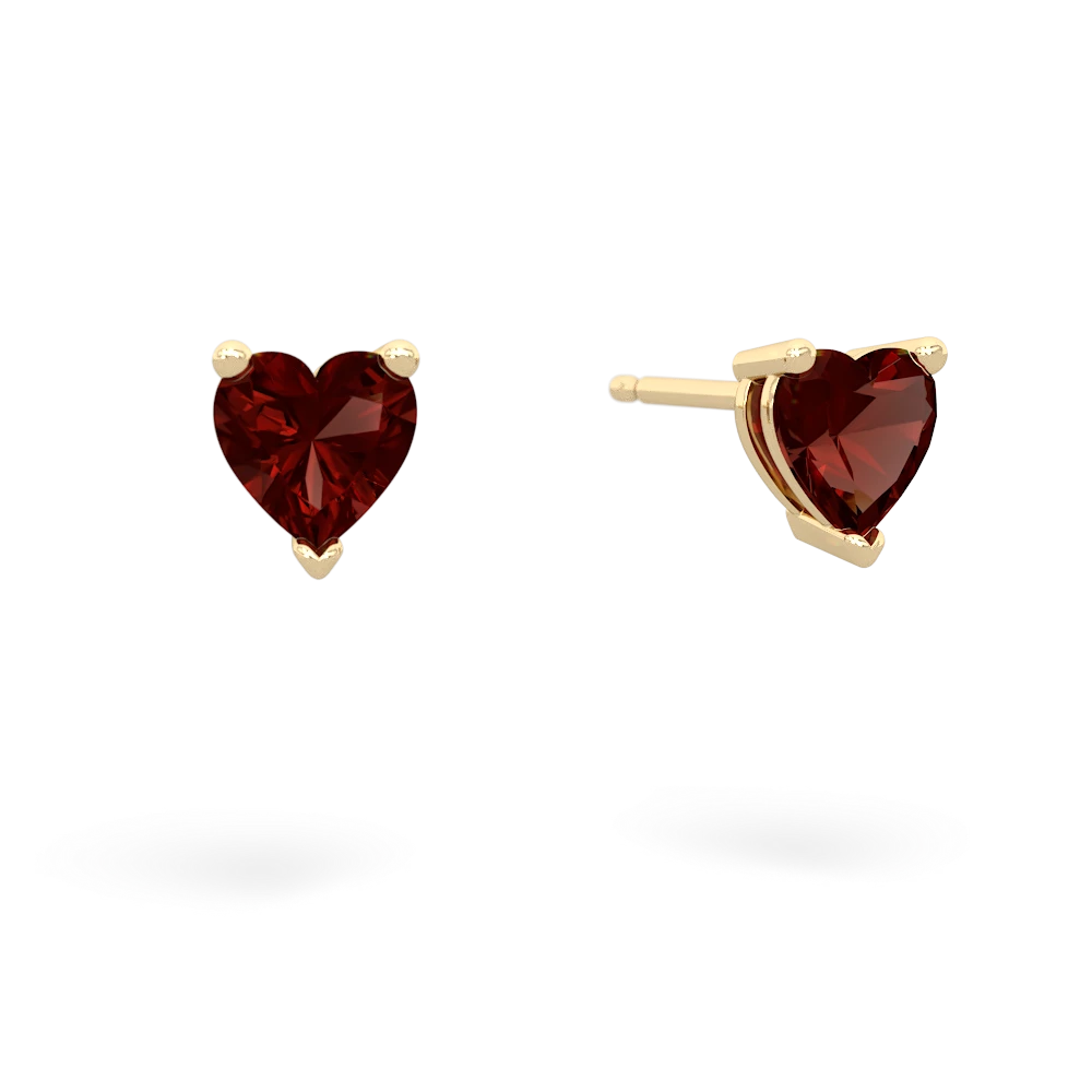 Garnet 5Mm Heart Stud 14K Yellow Gold earrings E1861