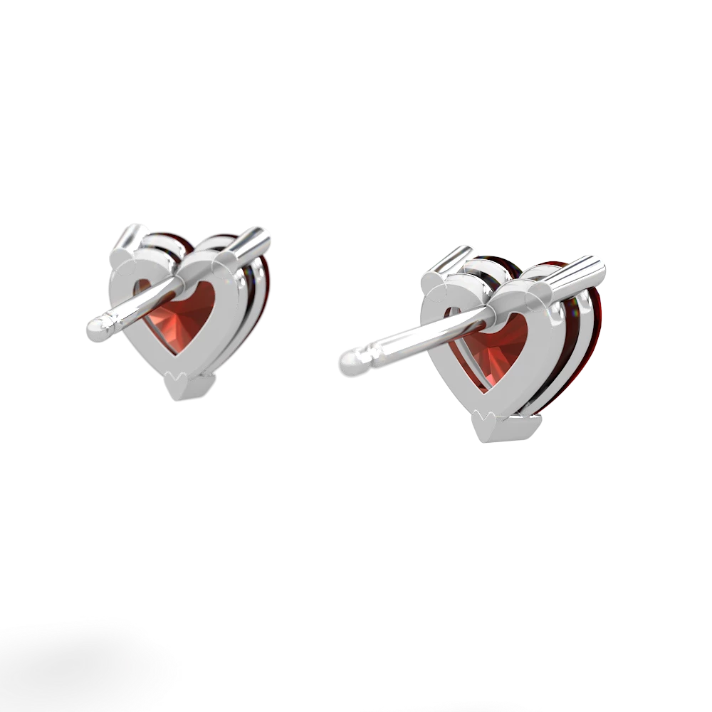 Garnet 6Mm Heart Stud 14K White Gold earrings E1862