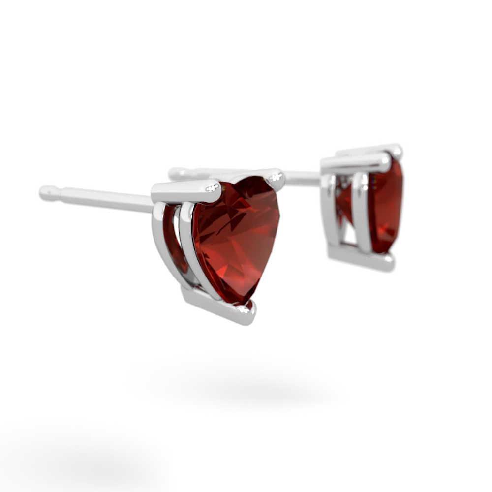 Garnet 6Mm Heart Stud 14K White Gold earrings E1862