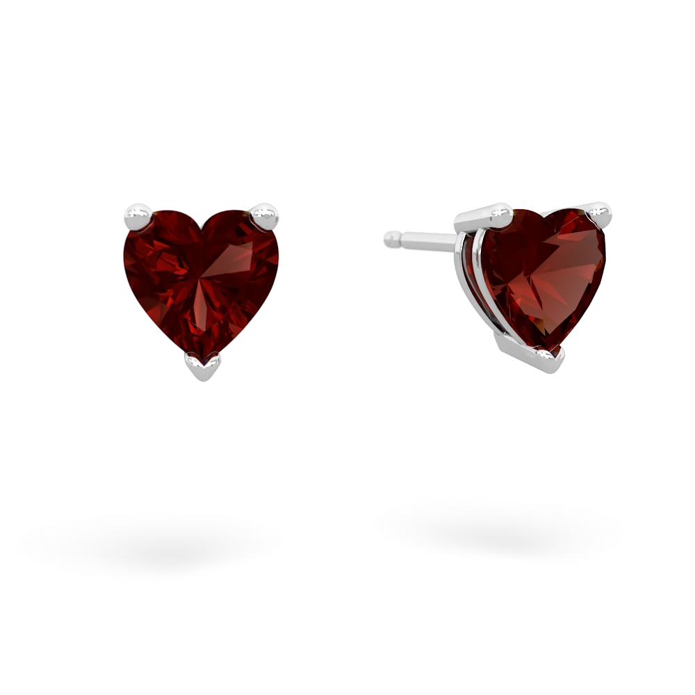 Garnet 6Mm Heart Stud 14K White Gold earrings E1862