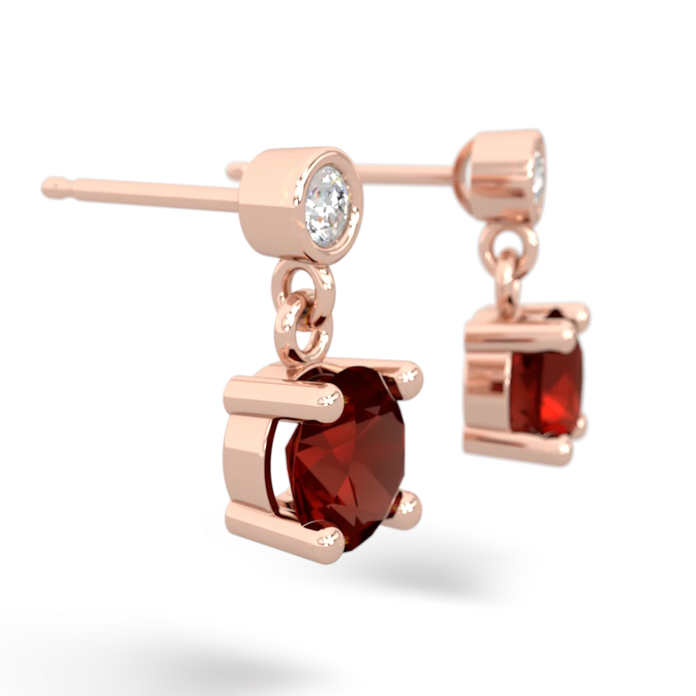 Garnet Diamond Drop 6Mm Round 14K Rose Gold earrings E1986