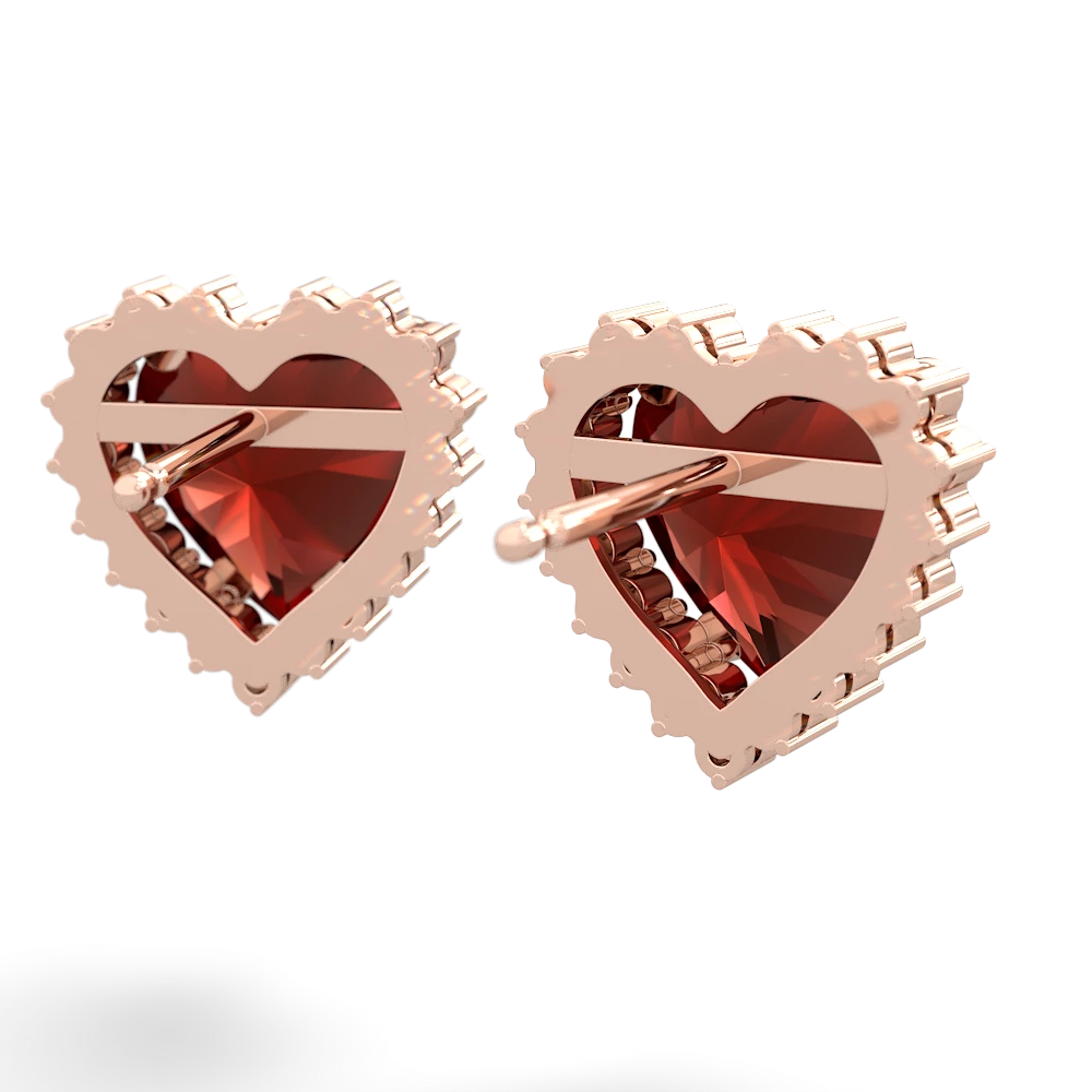 Garnet Sparkling Halo Heart 14K Rose Gold earrings E0391