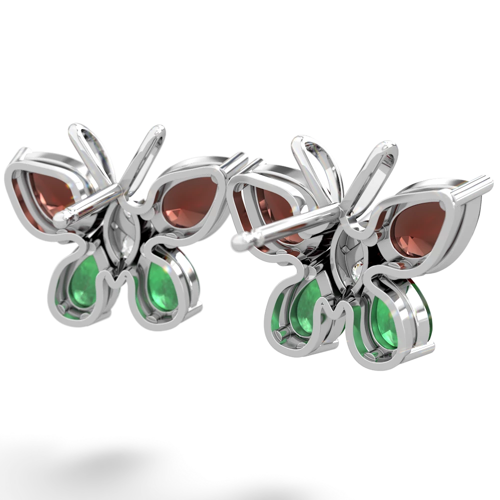 Garnet Butterfly 14K White Gold earrings E2215