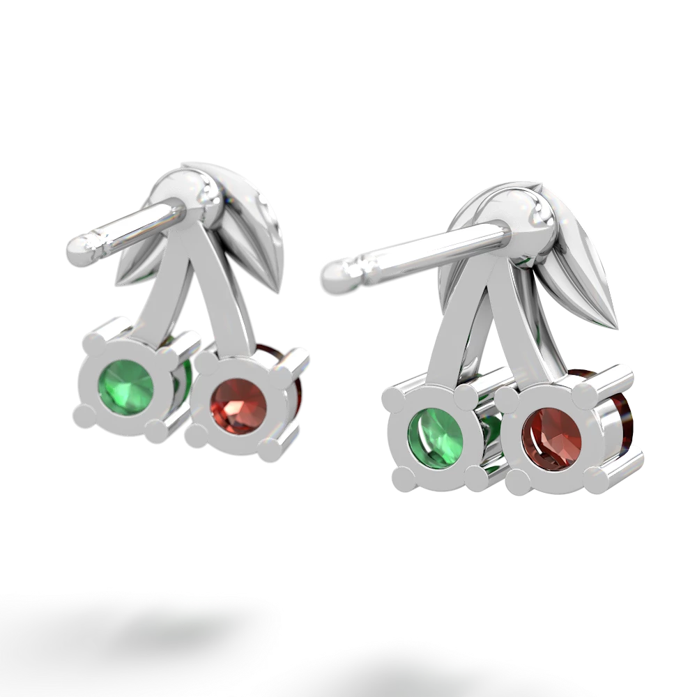 Garnet Sweet Cherries 14K White Gold earrings E7001