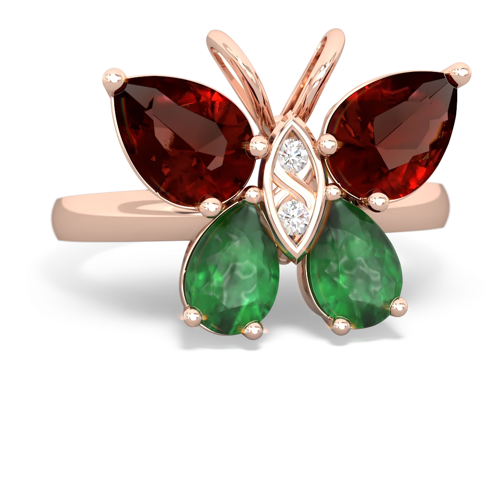 Garnet Butterfly 14K Rose Gold ring R2215