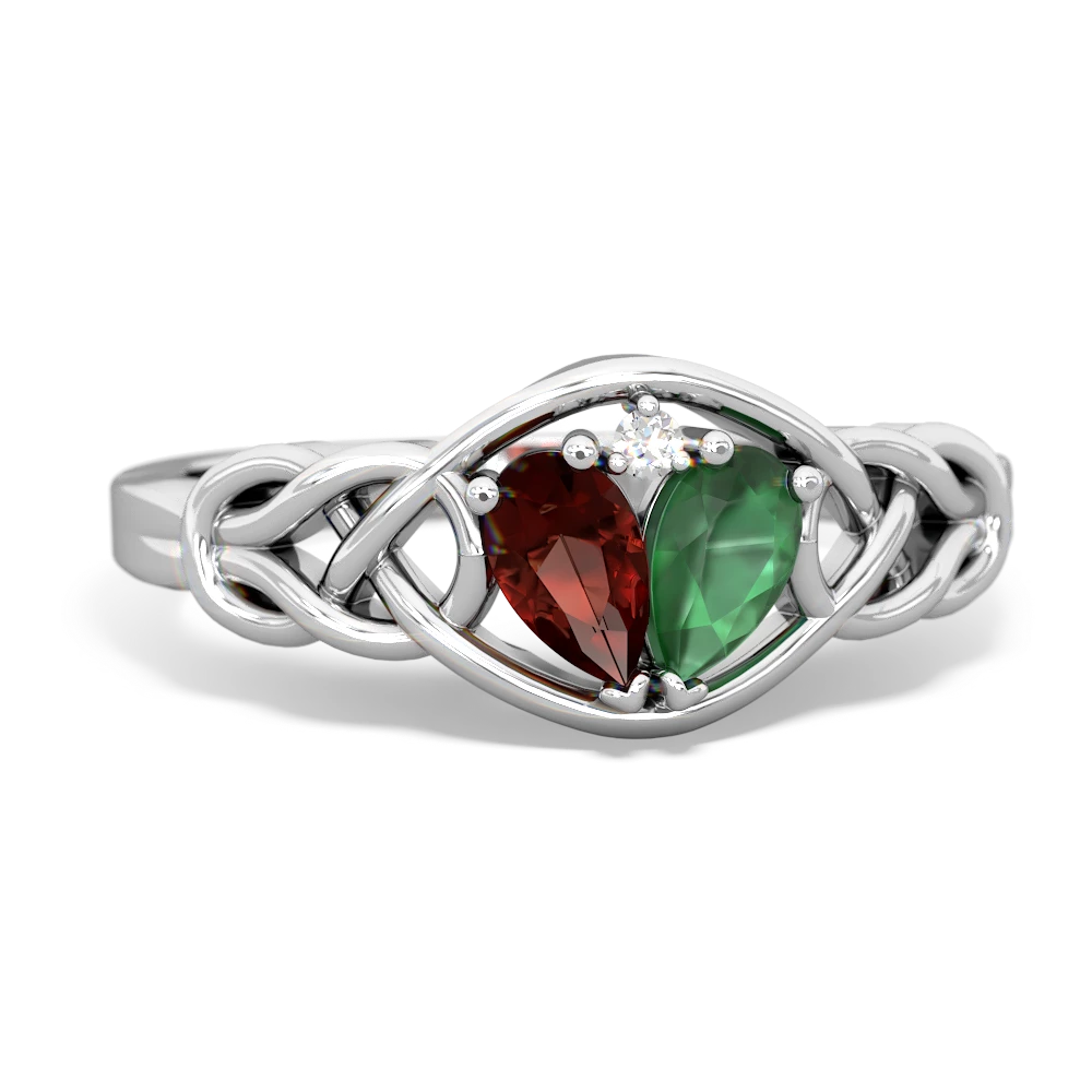 Garnet Celtic Love Knot 14K White Gold ring R5420