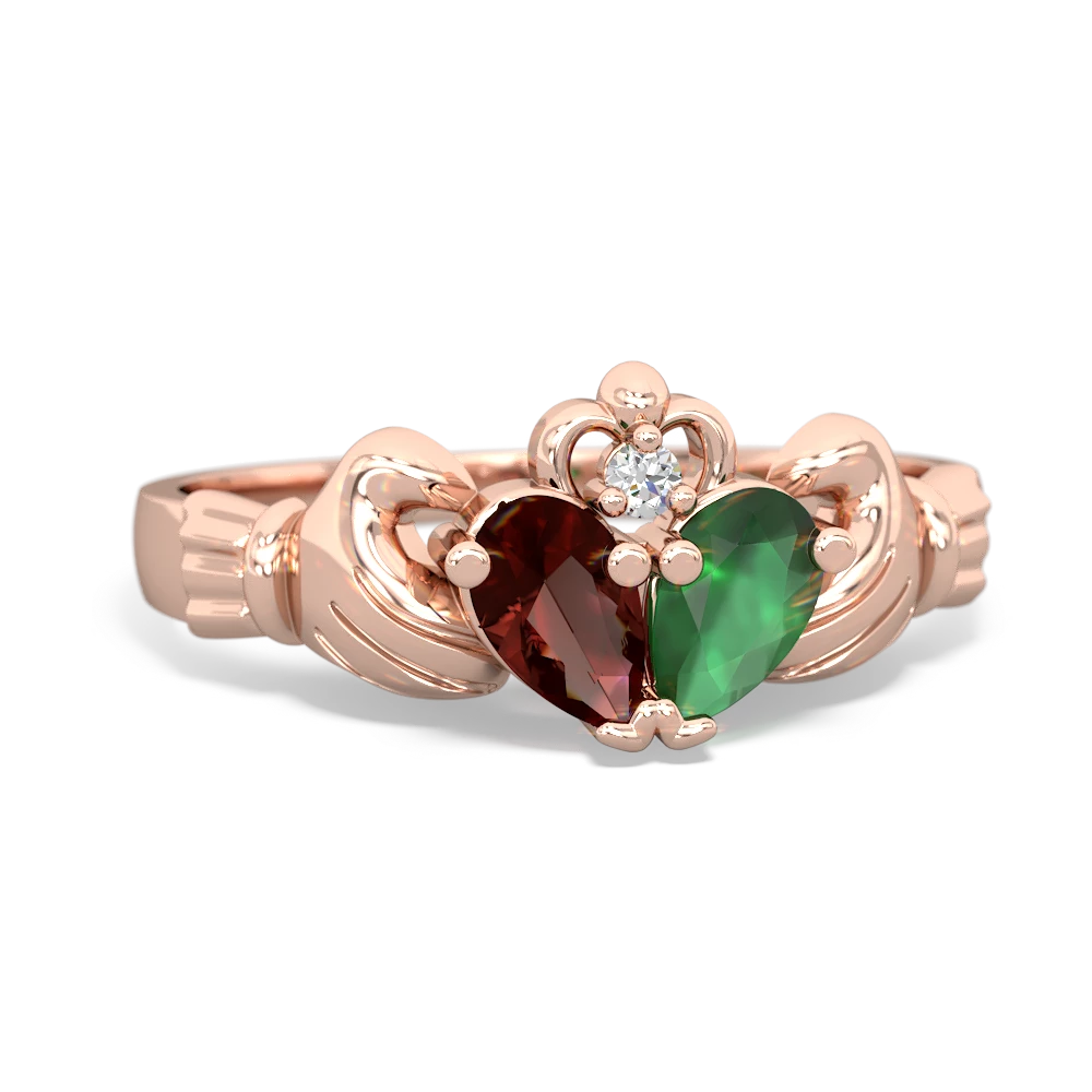 Garnet 'Our Heart' Claddagh 14K Rose Gold ring R2388