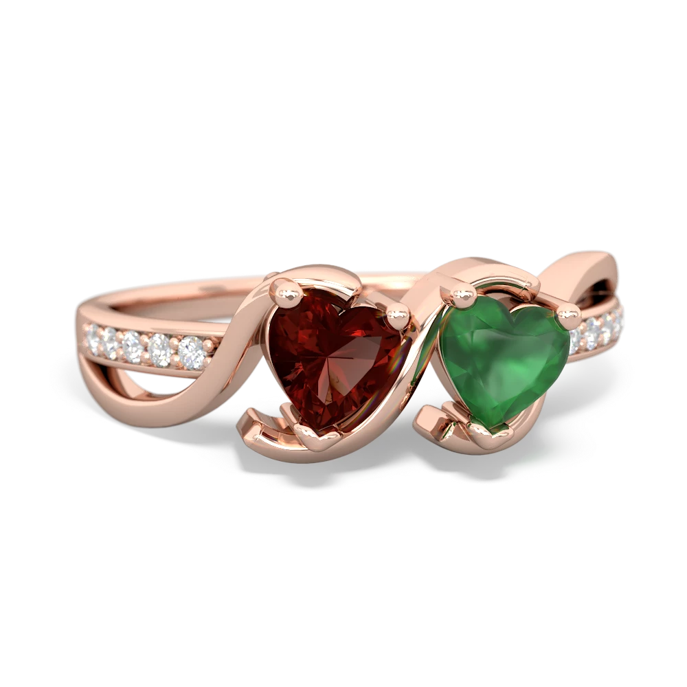 Garnet Side By Side 14K Rose Gold ring R3090