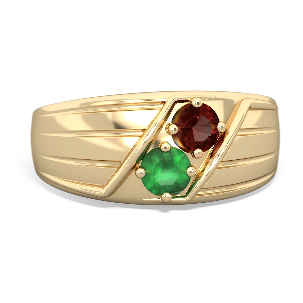 Garnet Men's Streamline 14K Yellow Gold ring R0460