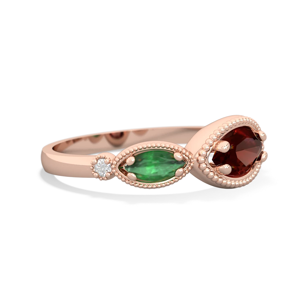 Garnet Milgrain Marquise 14K Rose Gold ring R5700