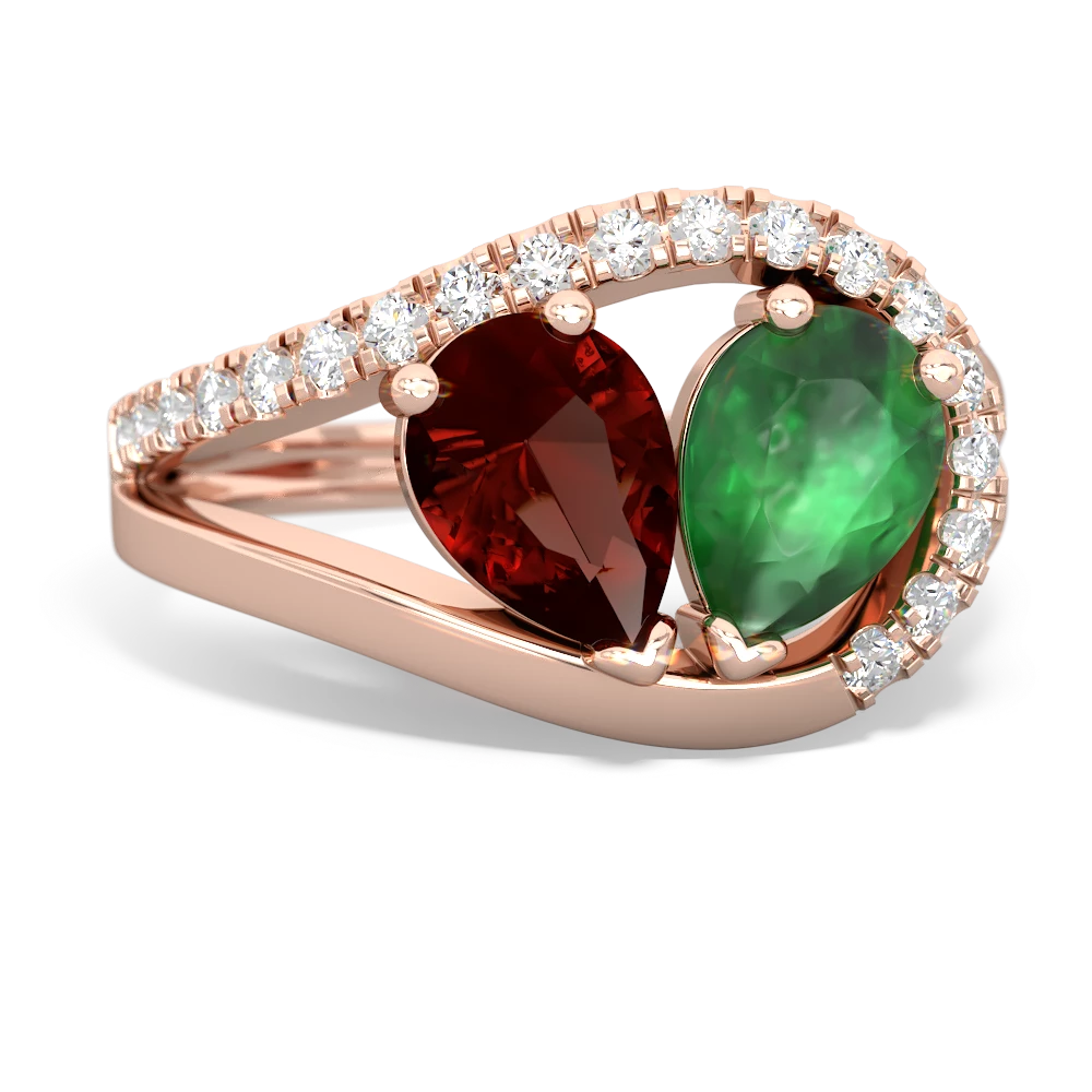 Garnet Nestled Heart Keepsake 14K Rose Gold ring R5650