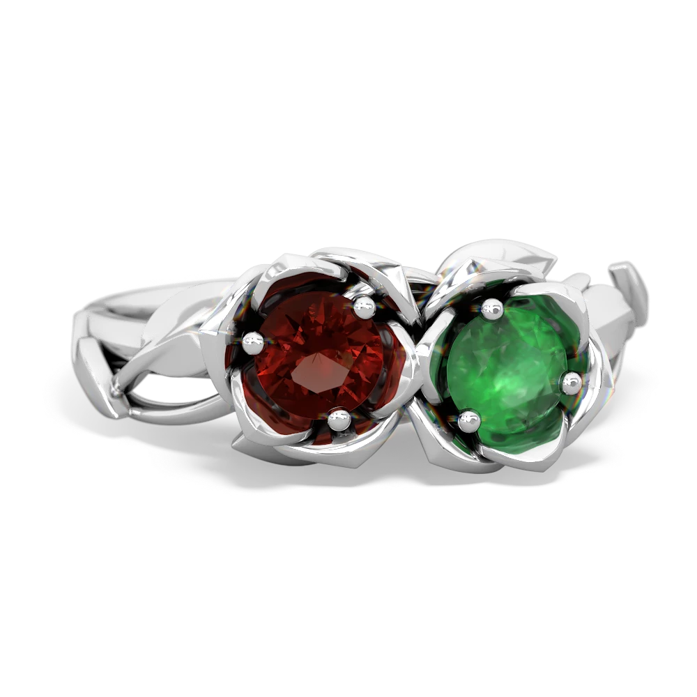 Garnet Rose Garden 14K White Gold ring R5510