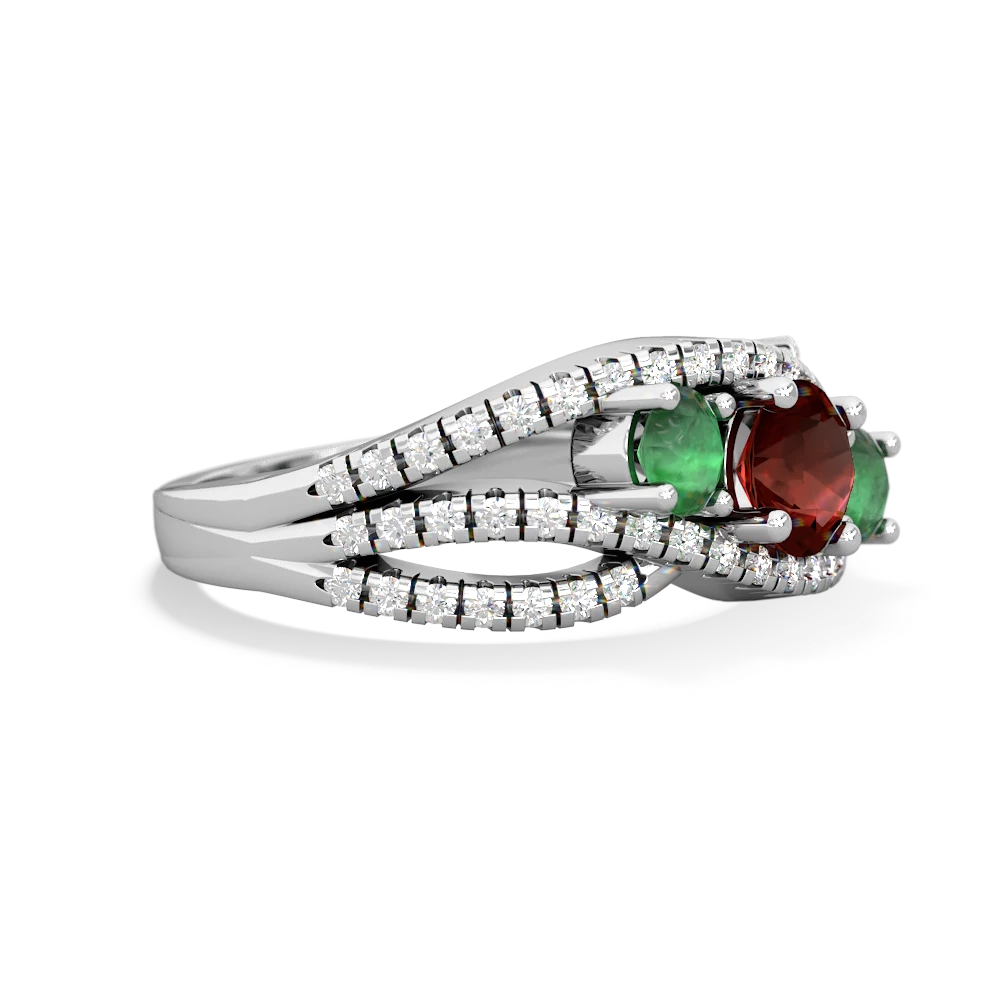 Garnet Three Stone Aurora 14K White Gold ring R3080