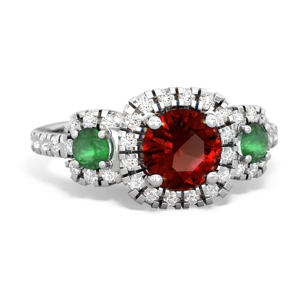 Garnet Regal Halo 14K White Gold ring R5350