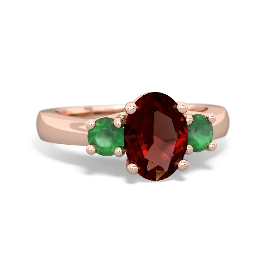 Garnet Three Stone Oval Trellis 14K Rose Gold ring R4024