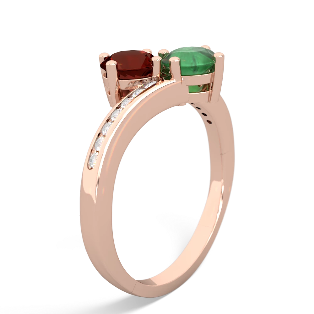 Garnet Channel Set Two Stone 14K Rose Gold ring R5303