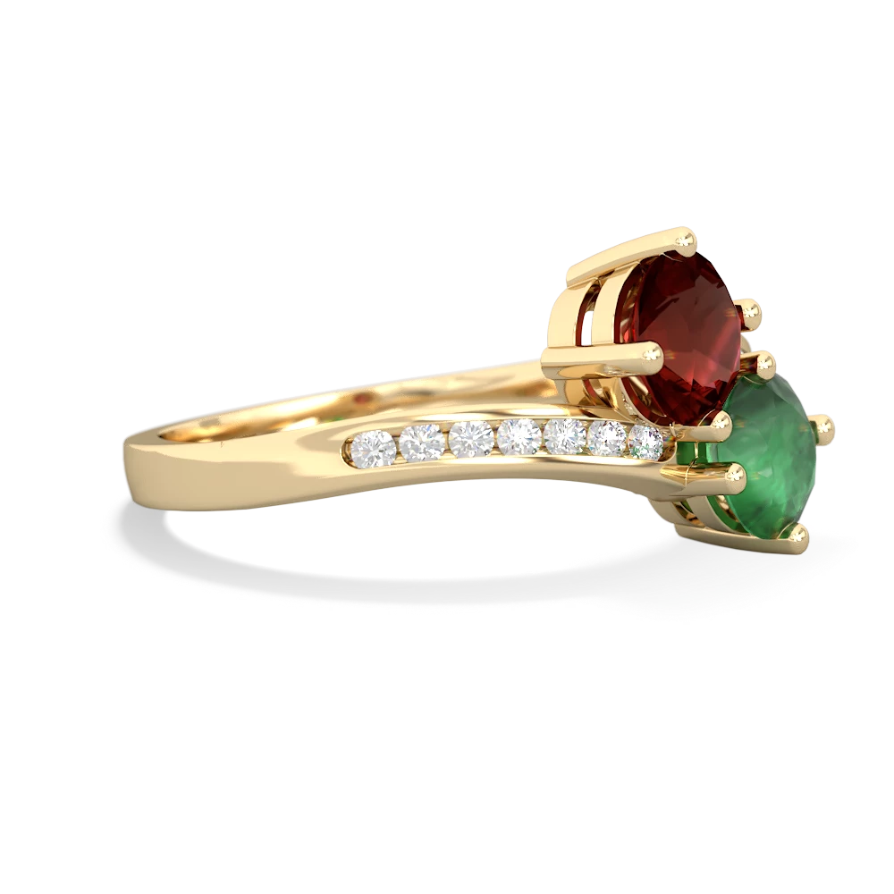 Garnet Channel Set Two Stone 14K Yellow Gold ring R5303