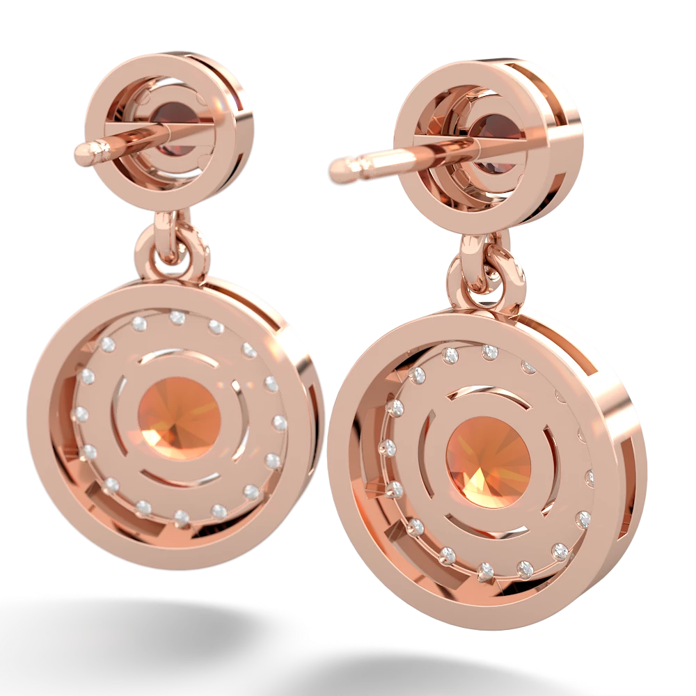 Garnet Halo Dangle 14K Rose Gold earrings E5319