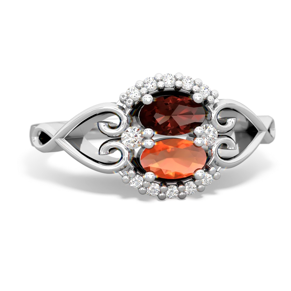 Garnet Love Nest 14K White Gold ring R5860