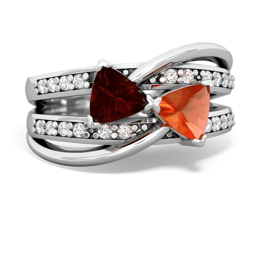 Garnet Bowtie 14K White Gold ring R2360