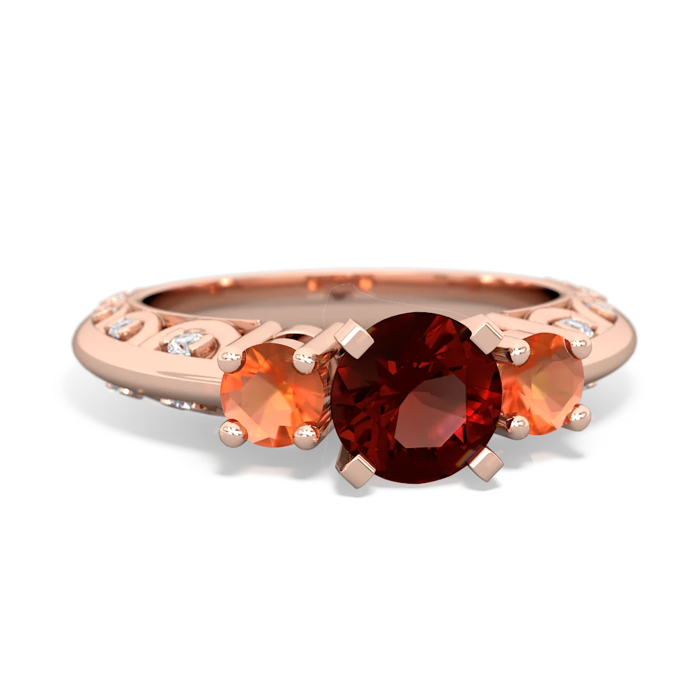 Garnet Art Deco Eternal Embrace Engagement 14K Rose Gold ring C2003