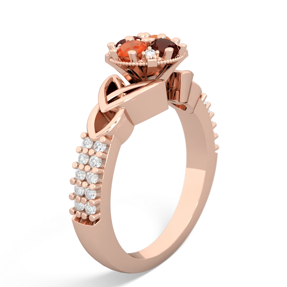 Garnet Celtic Knot Cluster Engagement 14K Rose Gold ring R26443RD