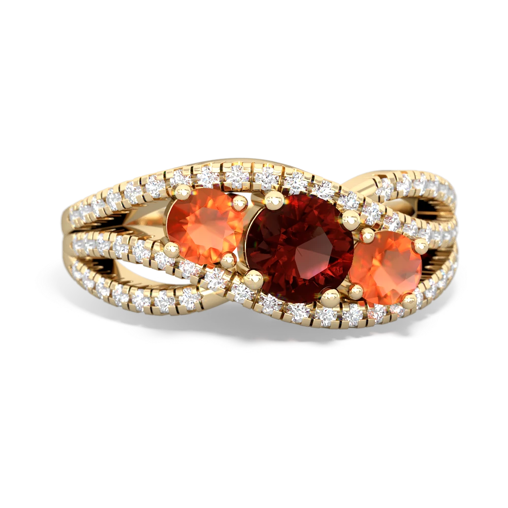 Garnet Three Stone Aurora 14K Yellow Gold ring R3080