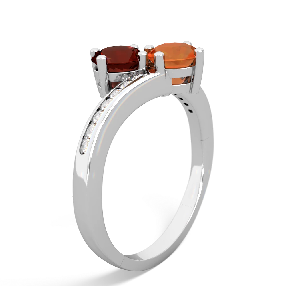 Garnet Channel Set Two Stone 14K White Gold ring R5303