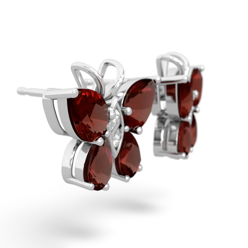 Garnet Butterfly 14K White Gold earrings E2215