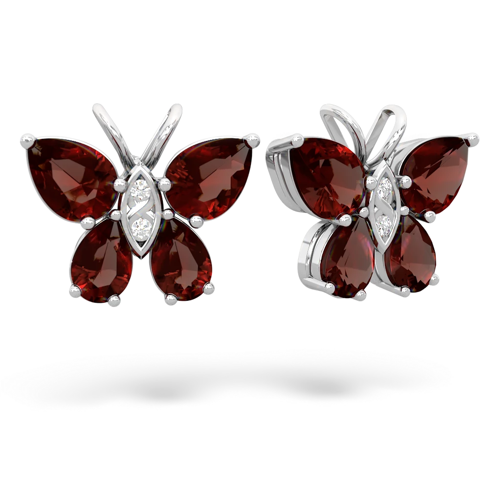 Garnet Butterfly 14K White Gold earrings E2215