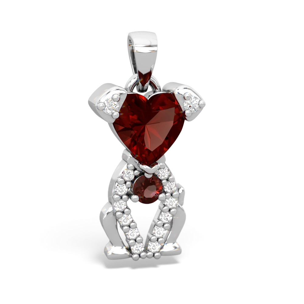 Garnet Puppy Love 14K White Gold pendant P5800